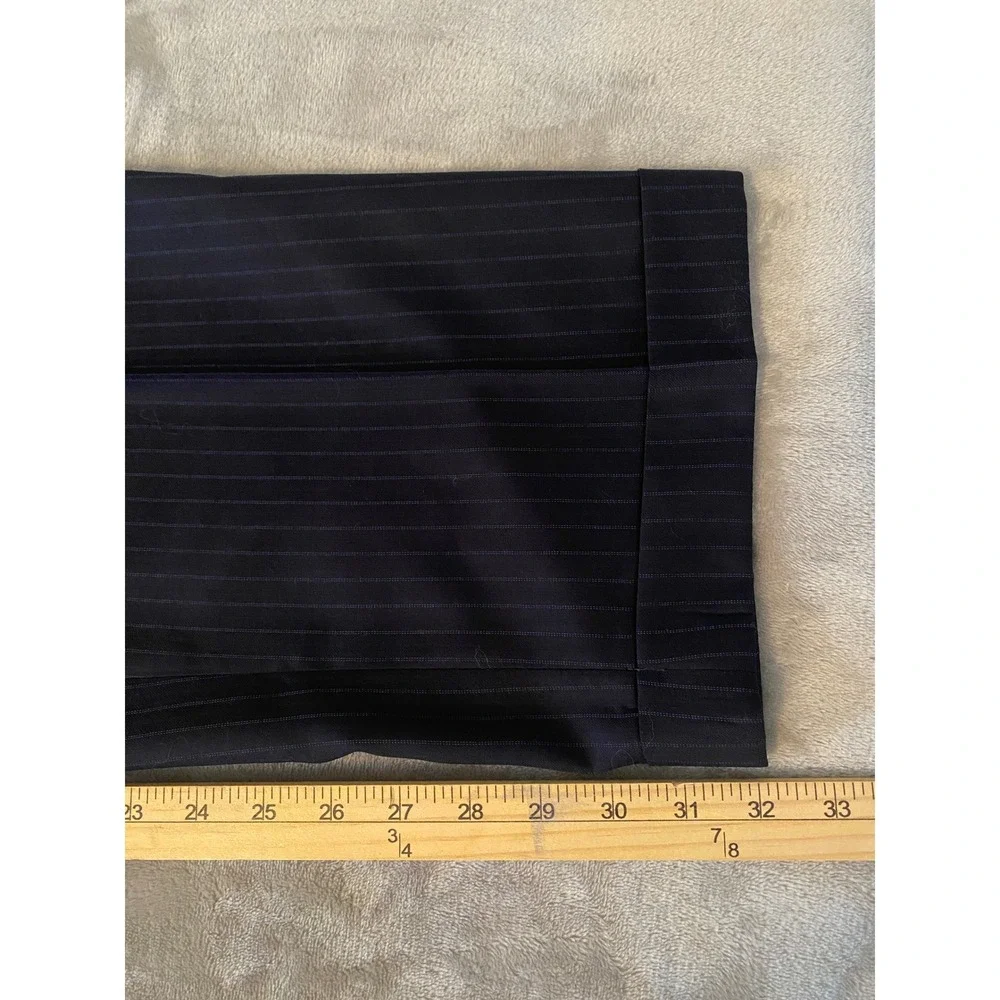 Jos. A. Bank 2pc Suit 46L 38x32 Navy Blue Signature Collection Stripe Cuff Wool